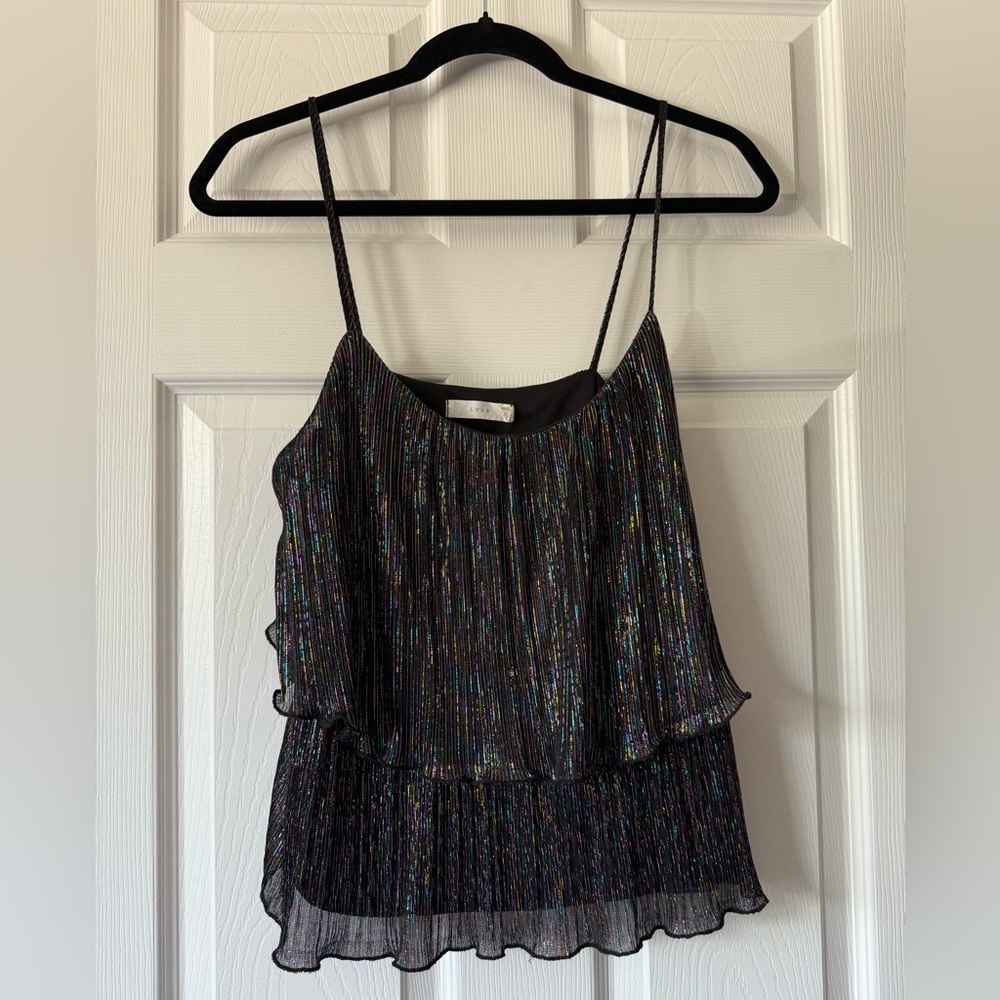 Lush Black Iridescent Holographic Camisole Tank Top